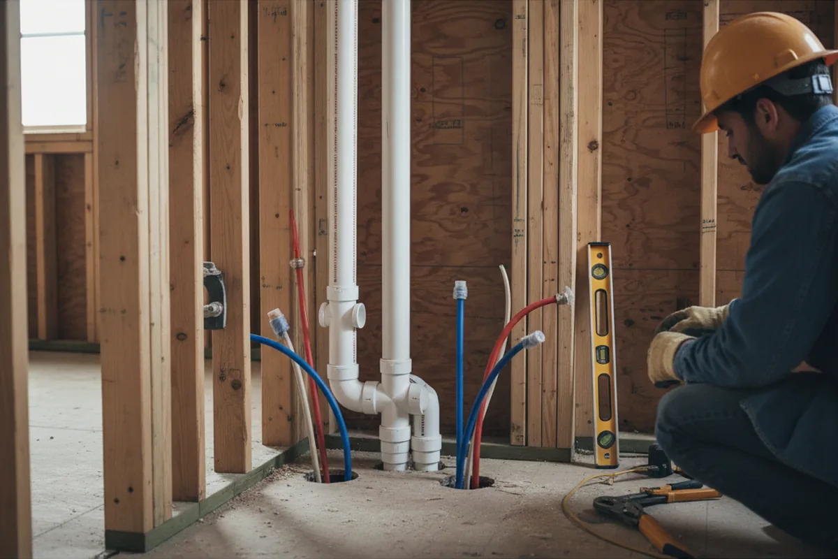 Drain and supply rough-in during Drain Cleaning in Custer